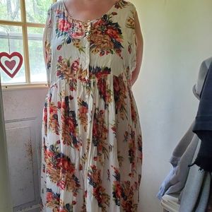 Floor length floral ivory dress